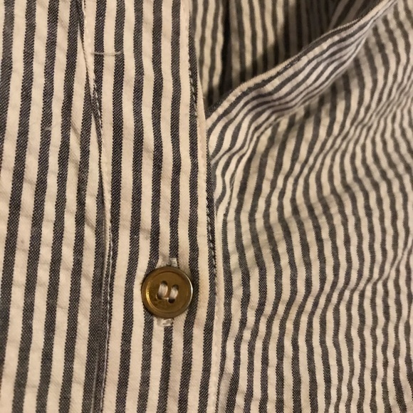 Seersucker blue and white collared dress - Picture 4 of 5